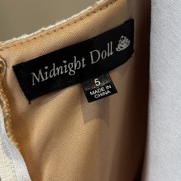 Midnight Dolls Ivory Nude Lace Mini Dress | Juniors Size 5 - Picture 7 of 8